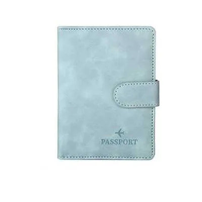 RFID Blocking Waterproof Leather Passport Holder Travel Credit Card Wallet Passport Book for Women Men Buckle Passport Cover
