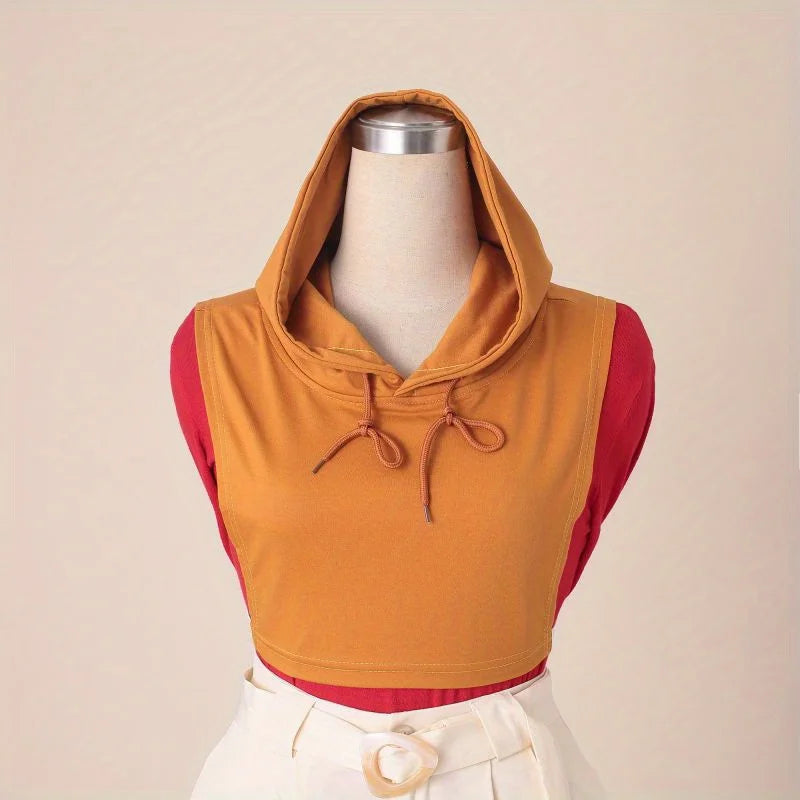 Sleeveless hooded short multi-color optional autumn shirt fake collar sweatshirt hooded stylish multi-function hooded collar