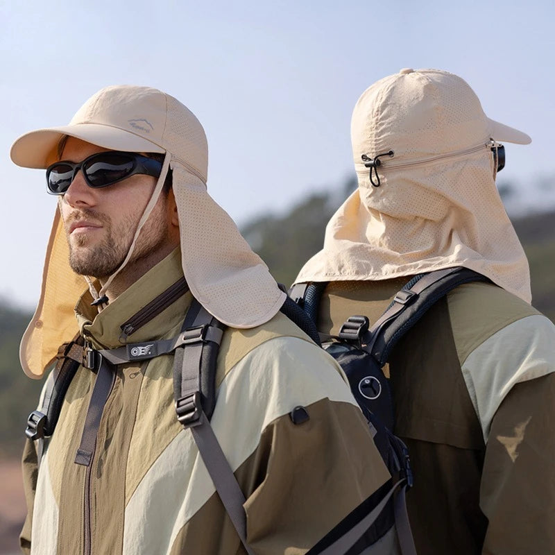 9237 Summer Sunscreen Hat Men's Mountaineering Fishing Speed Drying Fisherman's Hat Outdoor with Shawl Baseball Hat Women
