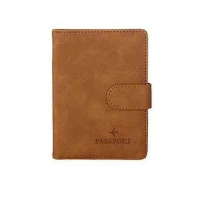 RFID Blocking Waterproof Leather Passport Holder Travel Credit Card Wallet Passport Book for Women Men Buckle Passport Cover