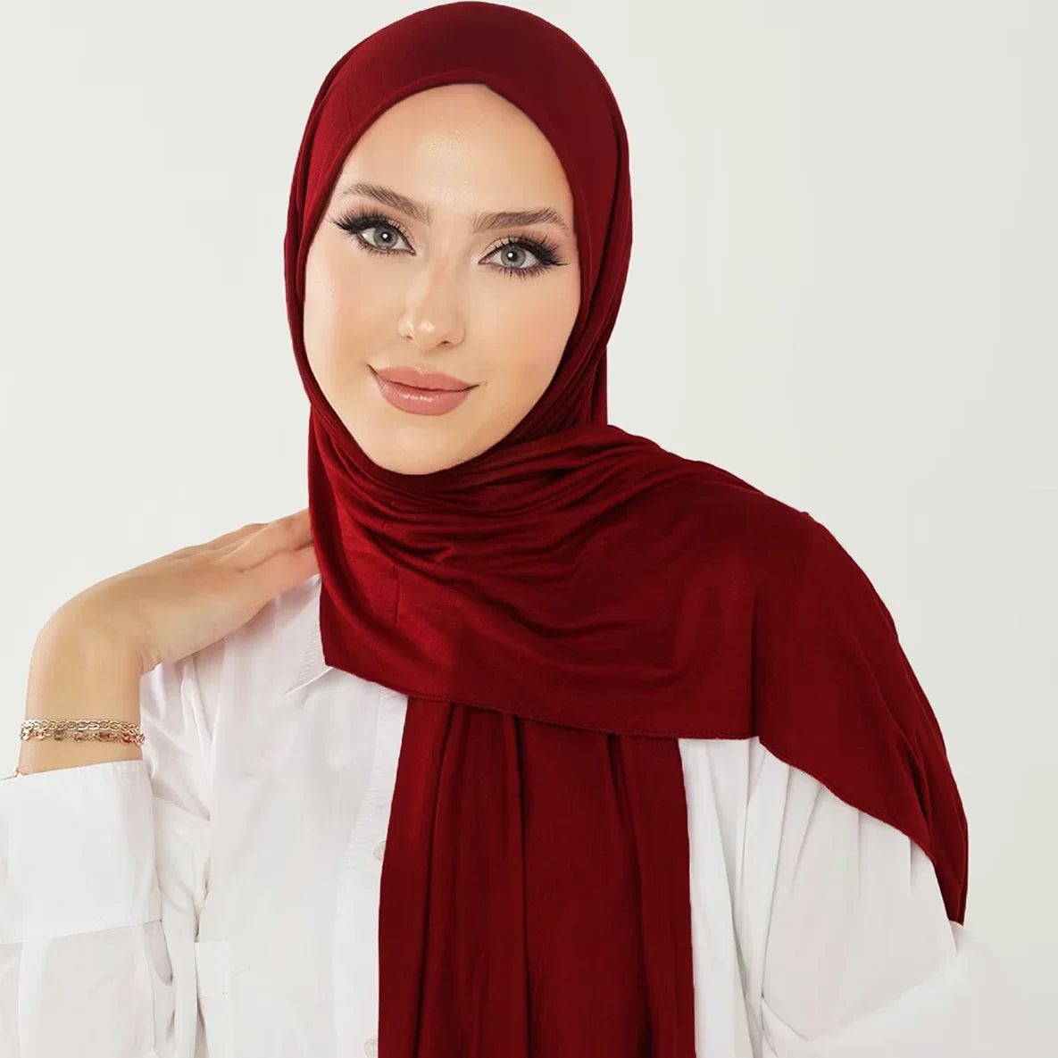 Luxury Breathable Jersey Hijab Soft Solid Scarf Musulman Headscarf Femme Islamic Long Shawl Wraps Women Turban Foulard
