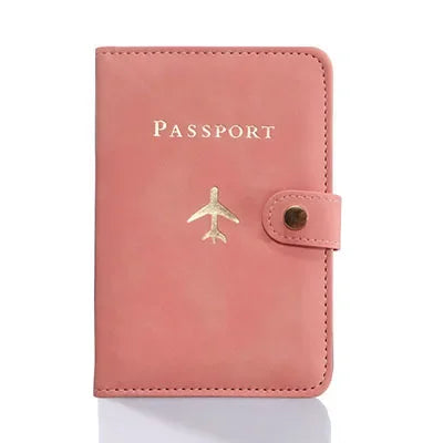RFID Blocking Waterproof Leather Passport Holder Travel Credit Card Wallet Passport Book for Women Men Buckle Passport Cover