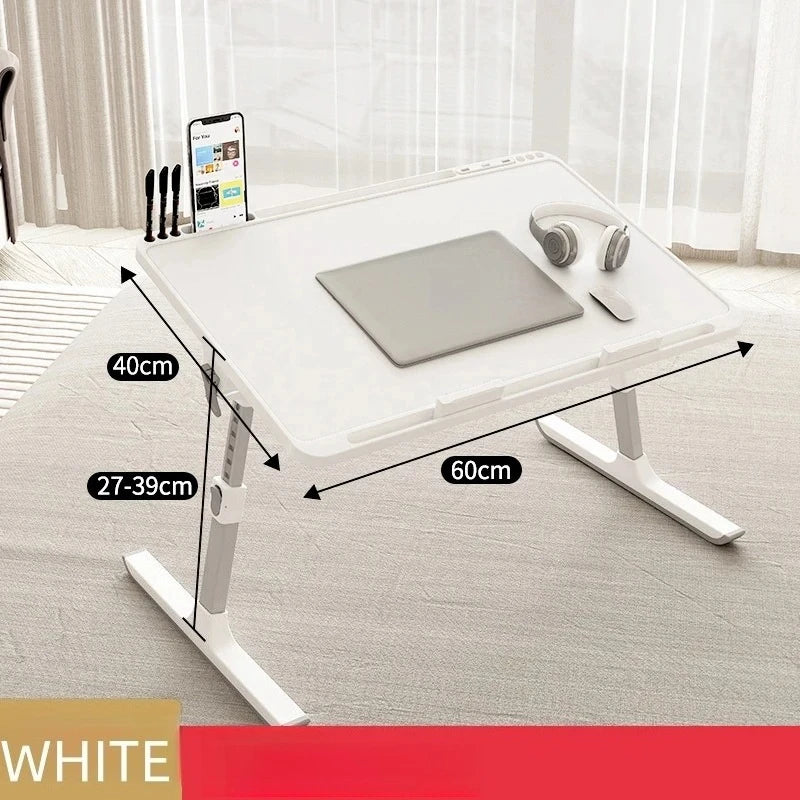 Adjustable Laptop Bed Tray - Foldable Standing Desk with Storage Drawer, Portable Lap Desk for Sofa & Bed Use, foldable table