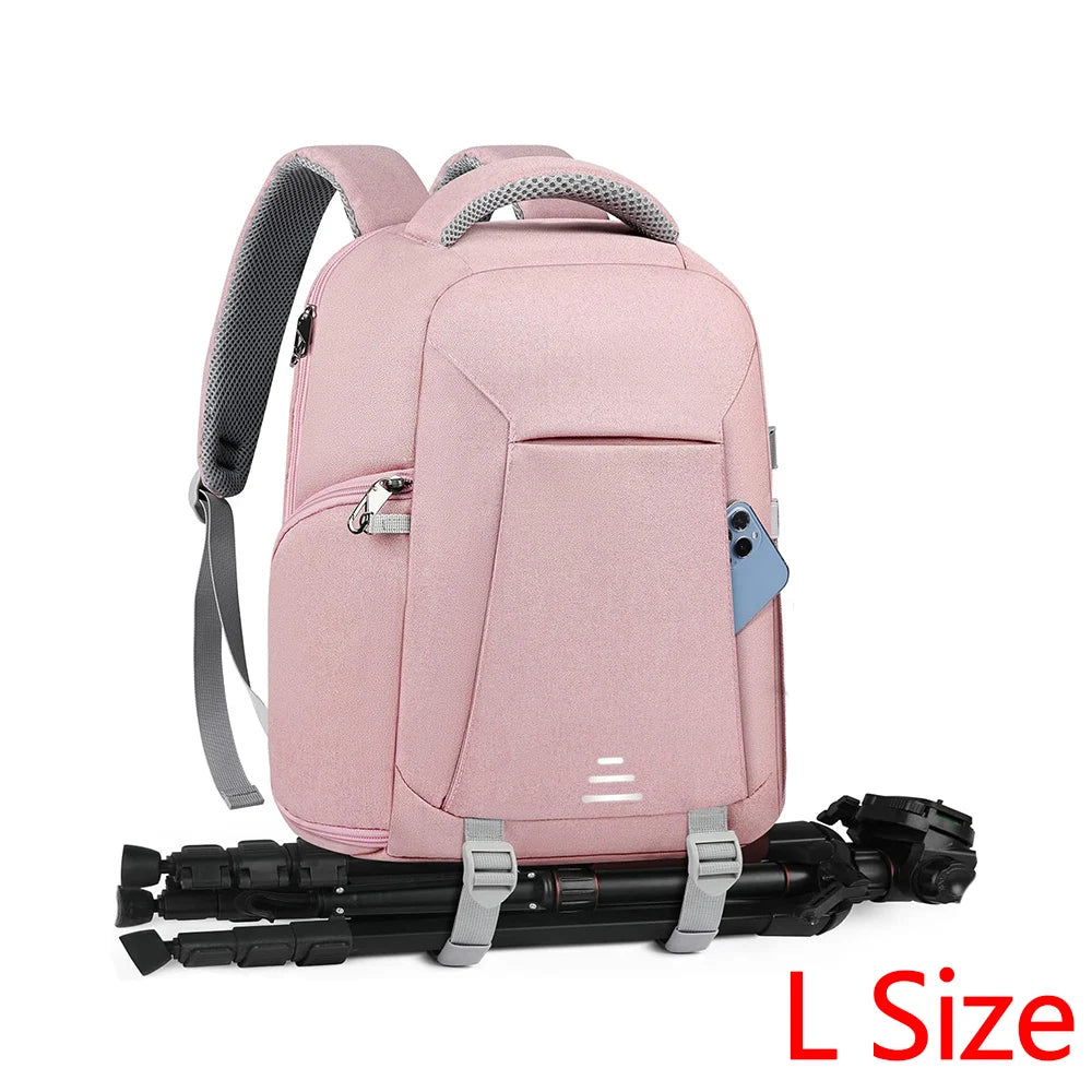 2pcs Lubardy Dedicated Camera Bag Travel Backpack Laptop Bag Large Capacity Men Women Photography Backpack and Rain Cover