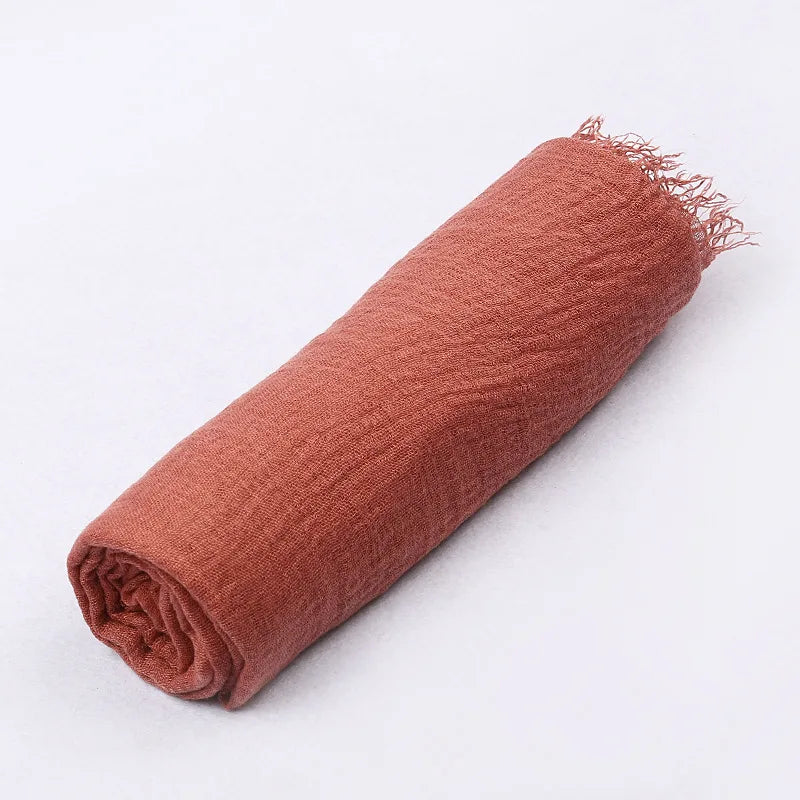 180*90cm Women Muslim Crinkle Hijab Scarf Femme Musulman Cotton Linen Solid Headscarf Islamic Hijab Shawls and Wraps Wholesale