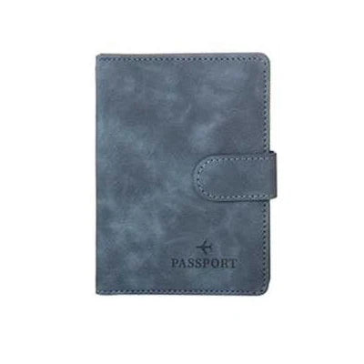 RFID Blocking Waterproof Leather Passport Holder Travel Credit Card Wallet Passport Book for Women Men Buckle Passport Cover