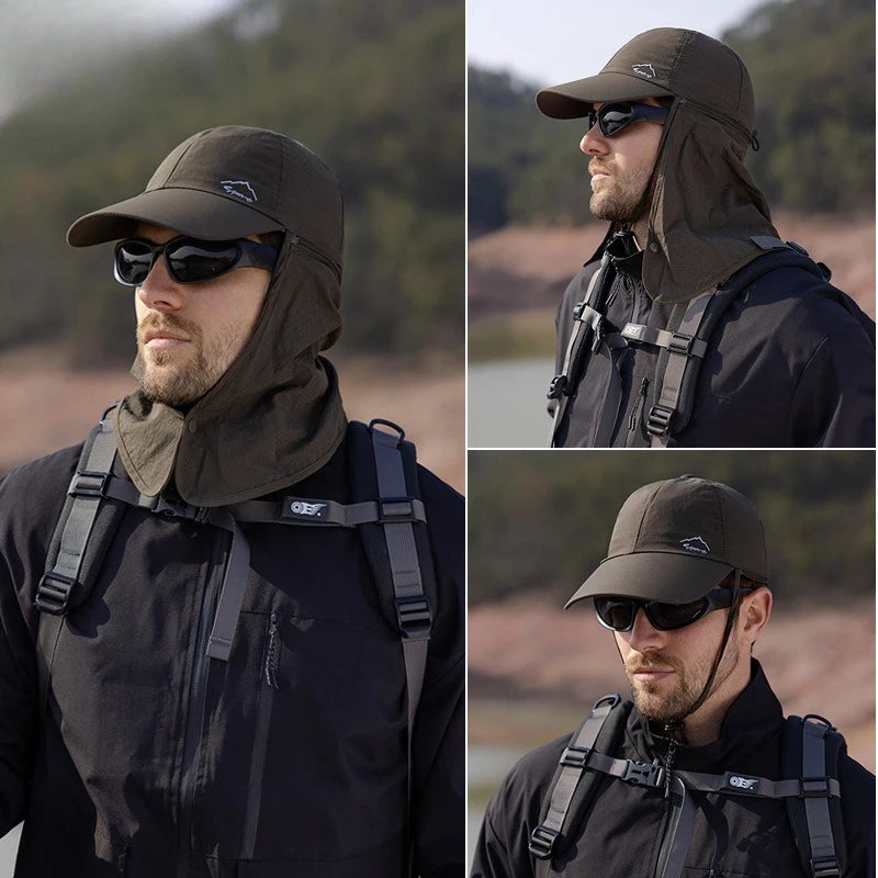 9237 Summer Sunscreen Hat Men's Mountaineering Fishing Speed Drying Fisherman's Hat Outdoor with Shawl Baseball Hat Women