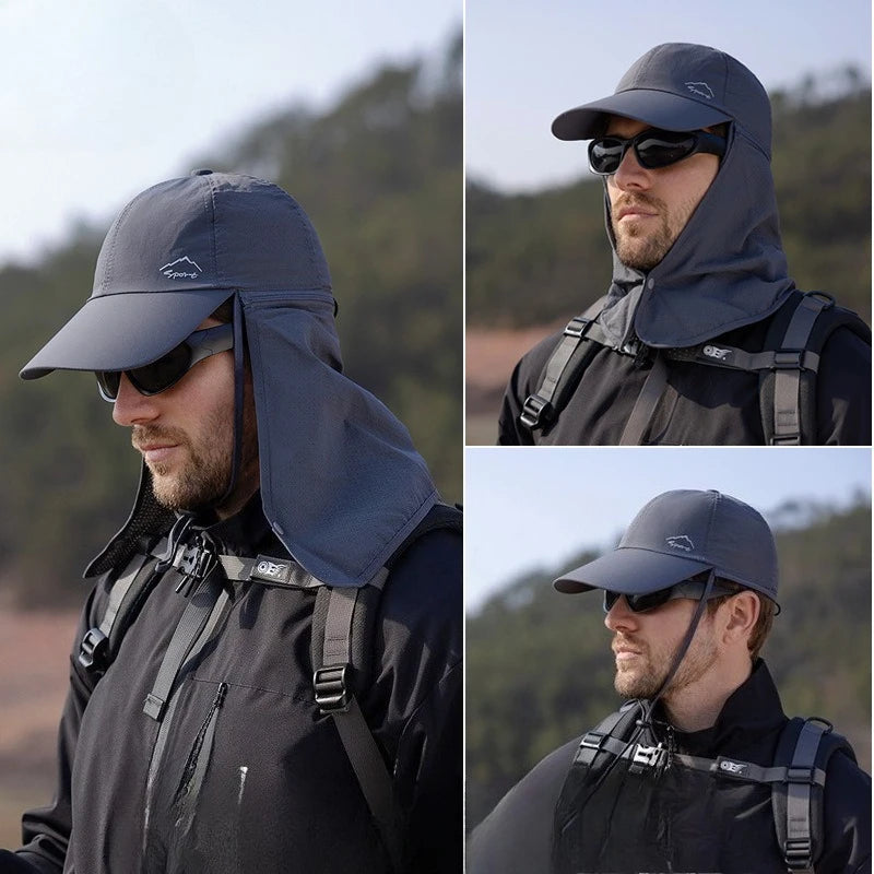 9237 Summer Sunscreen Hat Men's Mountaineering Fishing Speed Drying Fisherman's Hat Outdoor with Shawl Baseball Hat Women