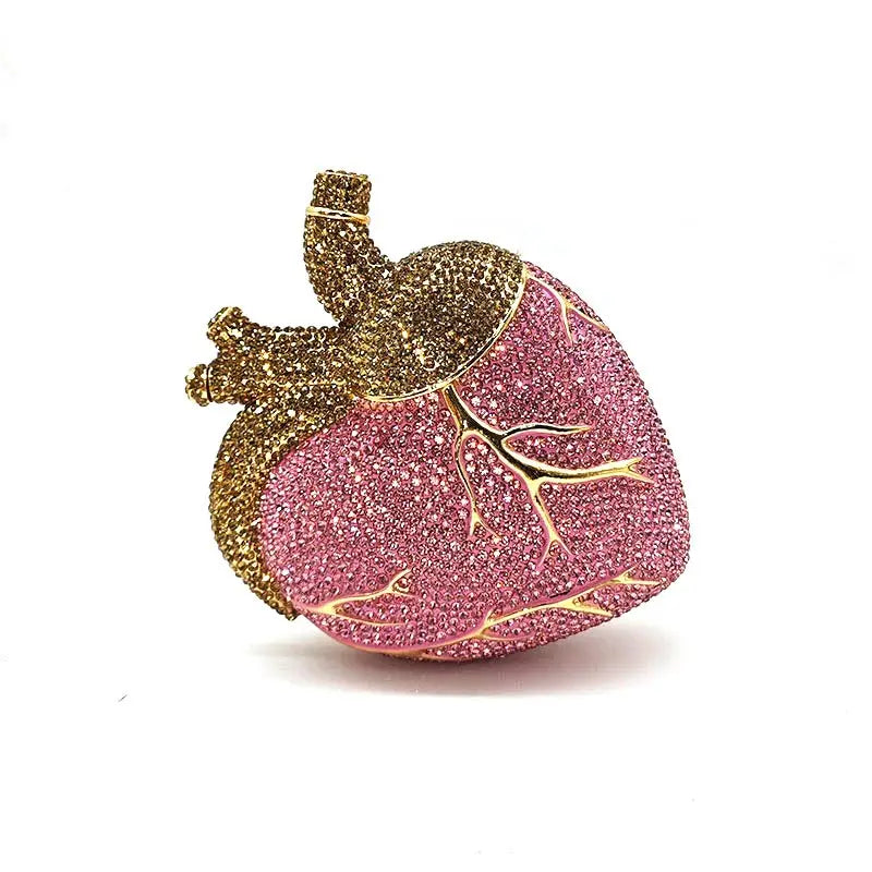 Chic clutches women evening party bag diamonds crystal clutch heart beat purses bag crystal purses