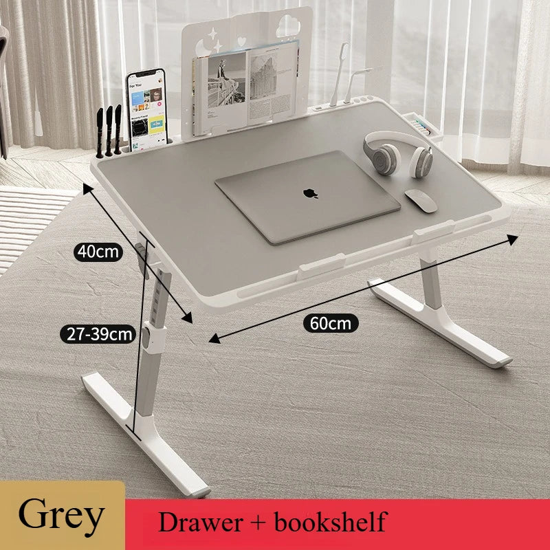 Adjustable Laptop Bed Tray - Foldable Standing Desk with Storage Drawer, Portable Lap Desk for Sofa & Bed Use, foldable table