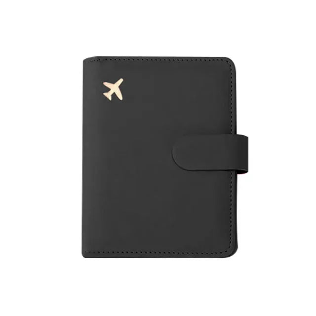 RFID Blocking Waterproof Leather Passport Holder Travel Credit Card Wallet Passport Book for Women Men Buckle Passport Cover
