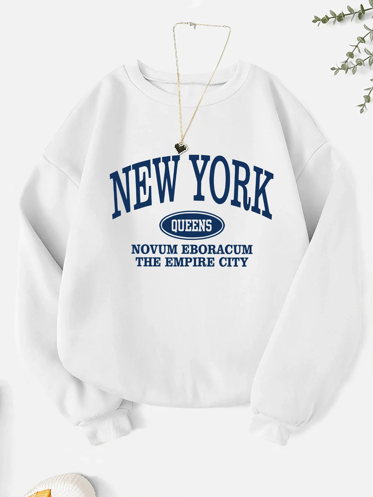 New York Fashion Letter Print Sweatshirt Crew Neck Hooded Casual Sweatshirt for Winter and Fall Women Clothing