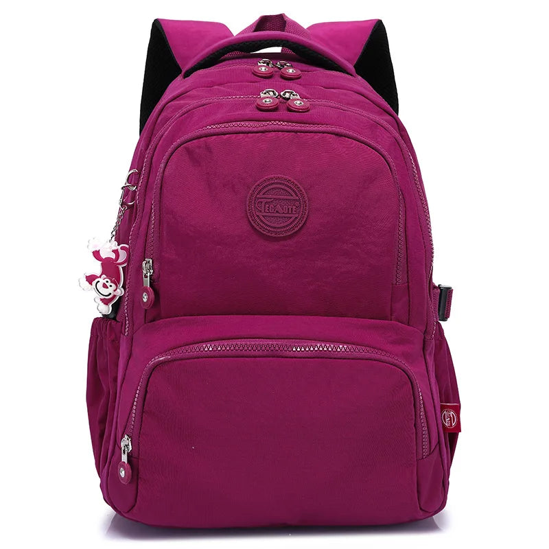 Nylon Waterproof Large Capacity A4 Men Women Backpack School Bag for Boy Girl Travel Bag Green Blue Red Pink Black M2302