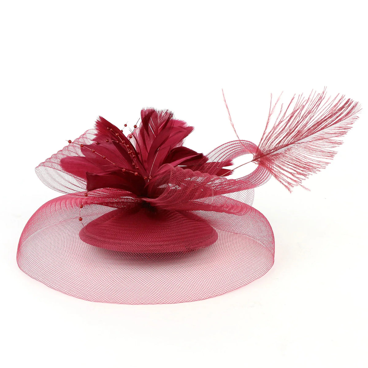 Women Ascot Fascinator Hat  Feather Flower Mesh Hair Clip Kentucky Derby Photography Headwear Cocktail Tea Party Hair Accessory