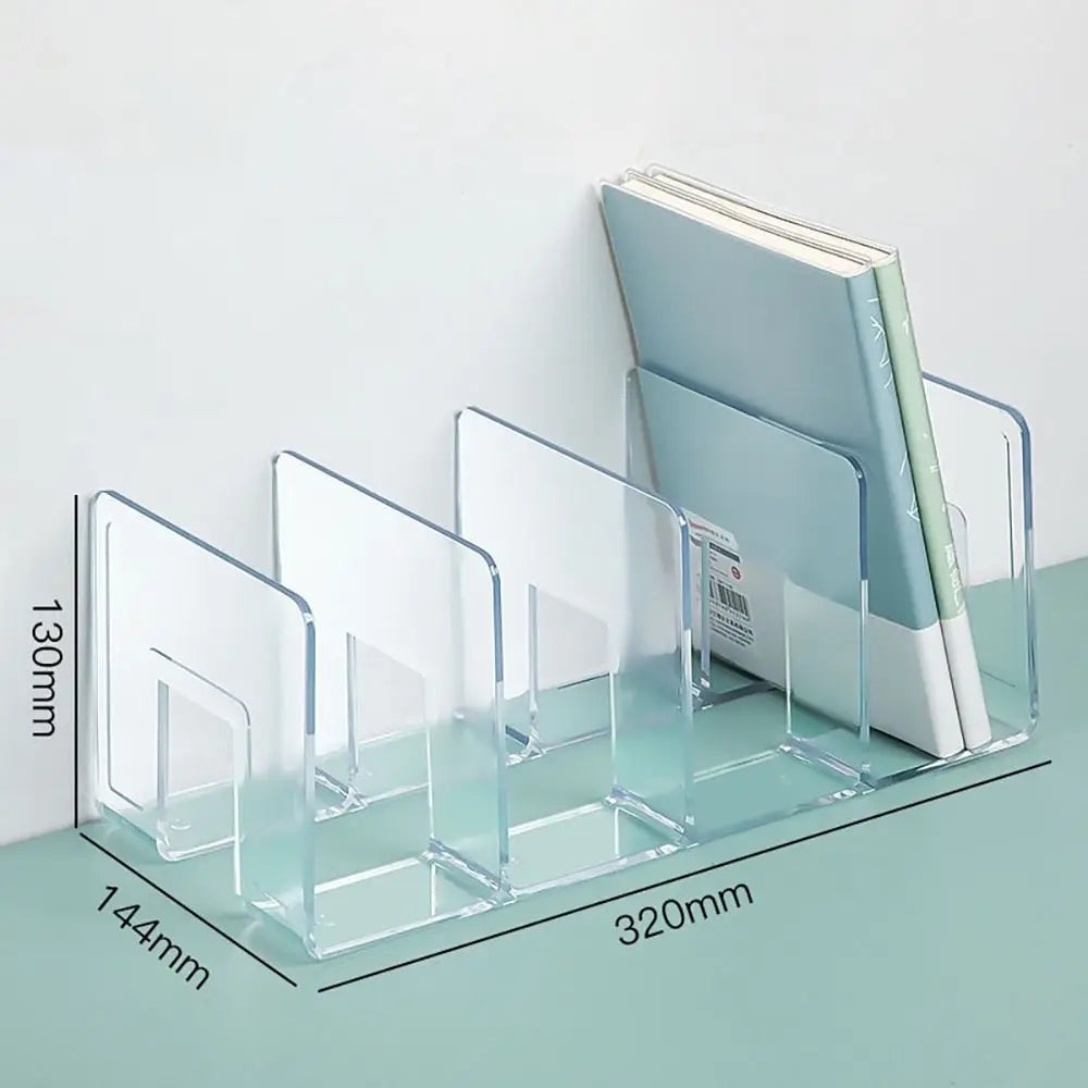 1Pcs Acrylic Desk Organizer 4 Compartment Bag Closet Shelf Divider Bookshelf Tabletop Colorful Four Frames Book Stand