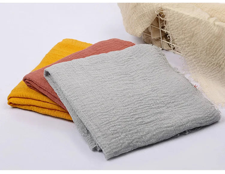 180*90cm Women Muslim Crinkle Hijab Scarf Femme Musulman Cotton Linen Solid Headscarf Islamic Hijab Shawls and Wraps Wholesale