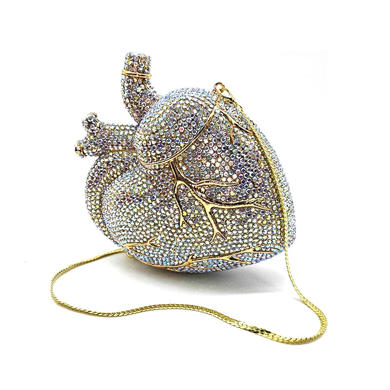Chic clutches women evening party bag diamonds crystal clutch heart beat purses bag crystal purses