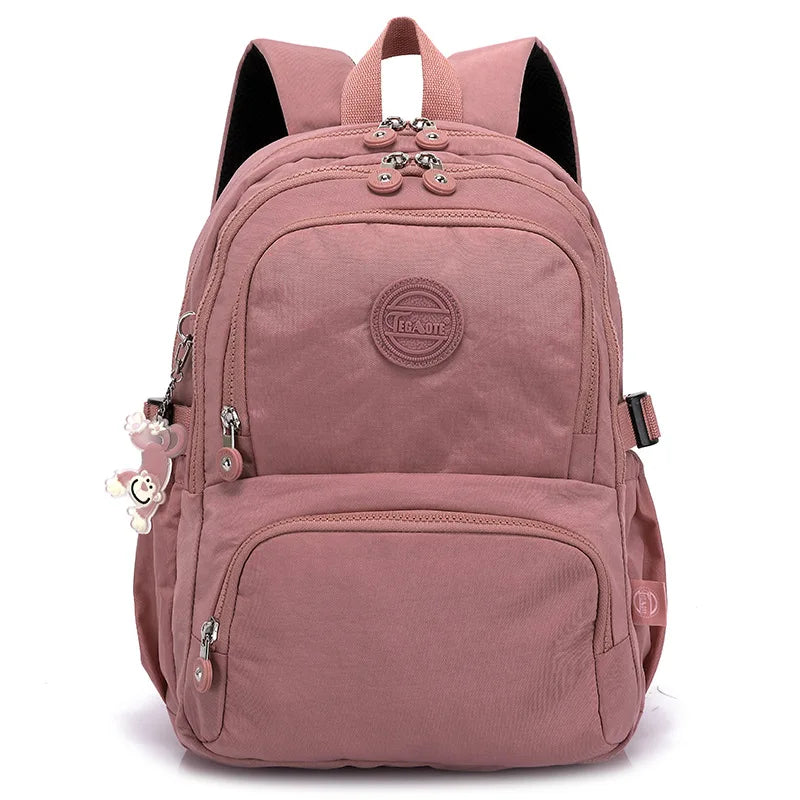 Nylon Waterproof Large Capacity A4 Men Women Backpack School Bag for Boy Girl Travel Bag Green Blue Red Pink Black M2302