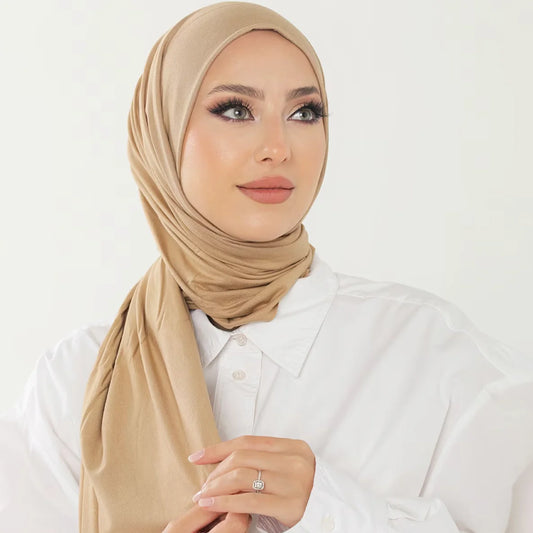 Luxury Breathable Jersey Hijab Soft Solid Scarf Musulman Headscarf Femme Islamic Long Shawl Wraps Women Turban Foulard