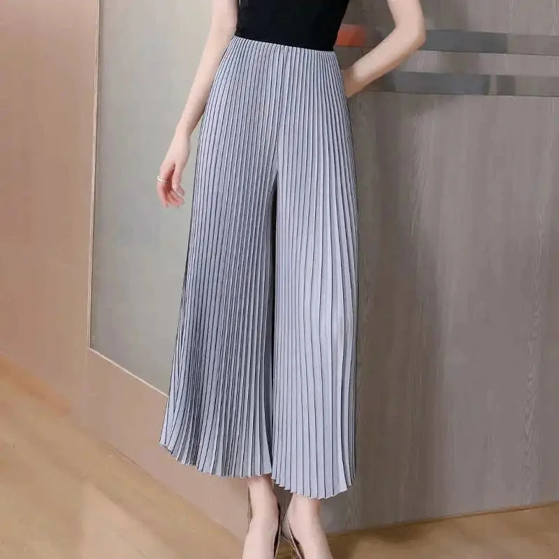 Women's Wide-leg Pants 2025 Spring Summer Loose Korean Version Ladies Leisure Pleated Trousers Elegant Straight Femme Pants