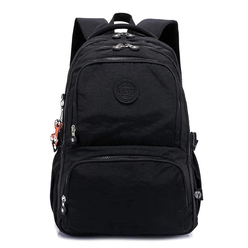 Nylon Waterproof Large Capacity A4 Men Women Backpack School Bag for Boy Girl Travel Bag Green Blue Red Pink Black M2302