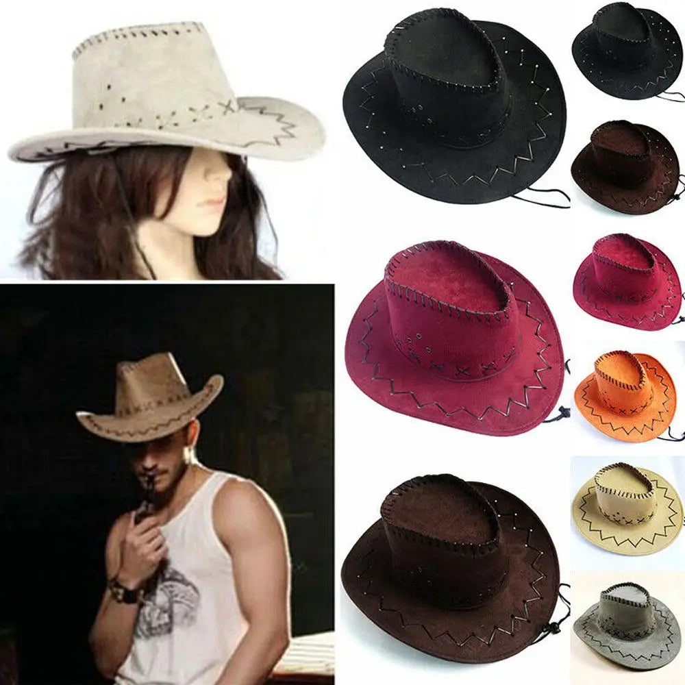 Unisex Cowboy Hat Suede Fashion Cowboy Cap Womens Mens Hat Practical Wild West Fancy Dress Hot Sale Western Headwear Cap