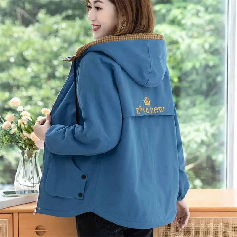 Fleece Jacket Women's Short 2026 Autumn Winter New Korean Version Loose Casual Hooded Middle-Aged Mother Warm Jacket Trend W0156