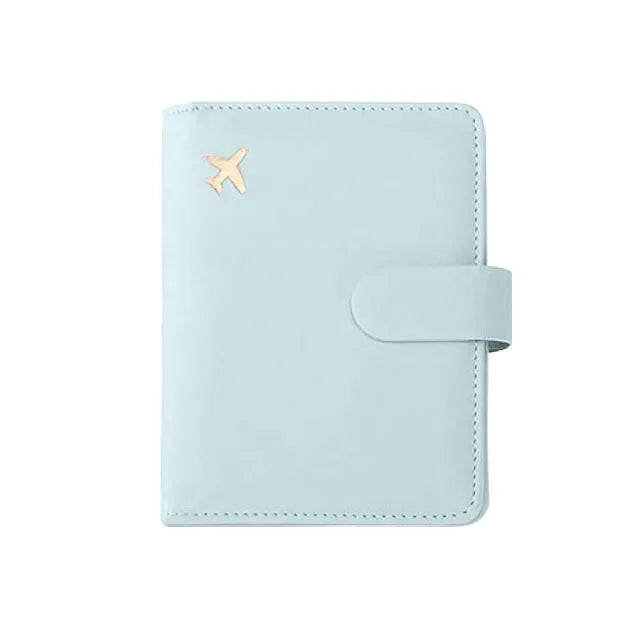 RFID Blocking Waterproof Leather Passport Holder Travel Credit Card Wallet Passport Book for Women Men Buckle Passport Cover