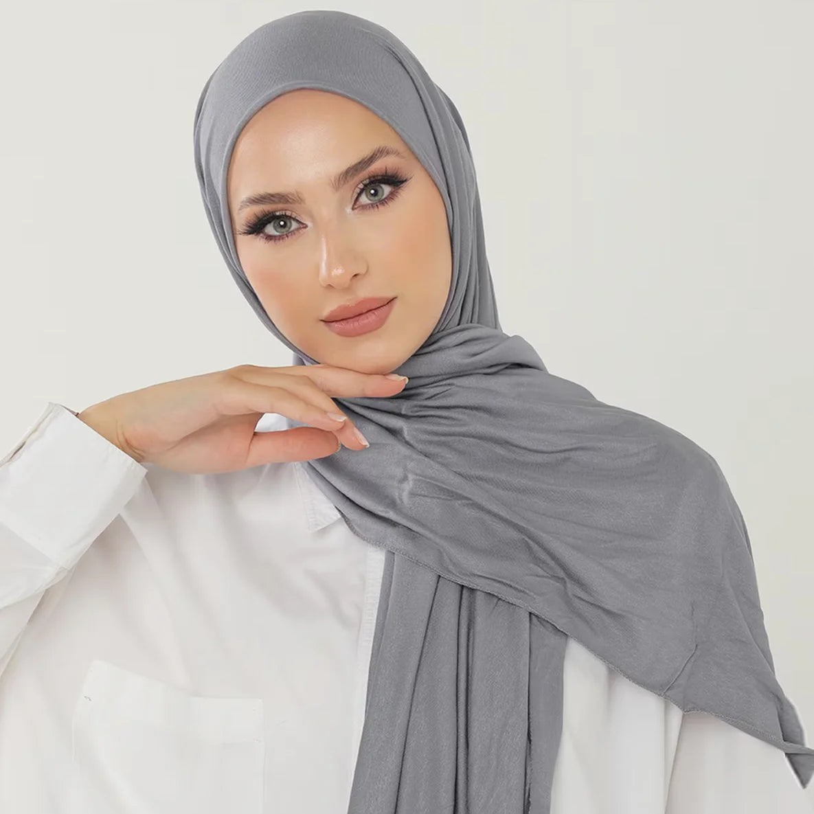 Luxury Breathable Jersey Hijab Soft Solid Scarf Musulman Headscarf Femme Islamic Long Shawl Wraps Women Turban Foulard