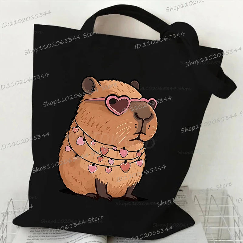 Capybara Funny Anime Women Men Handbag Cartoon Style Animal Capybara Shoulder Bag Fashion Teenage Gifts Casual Commuter Tote Bag