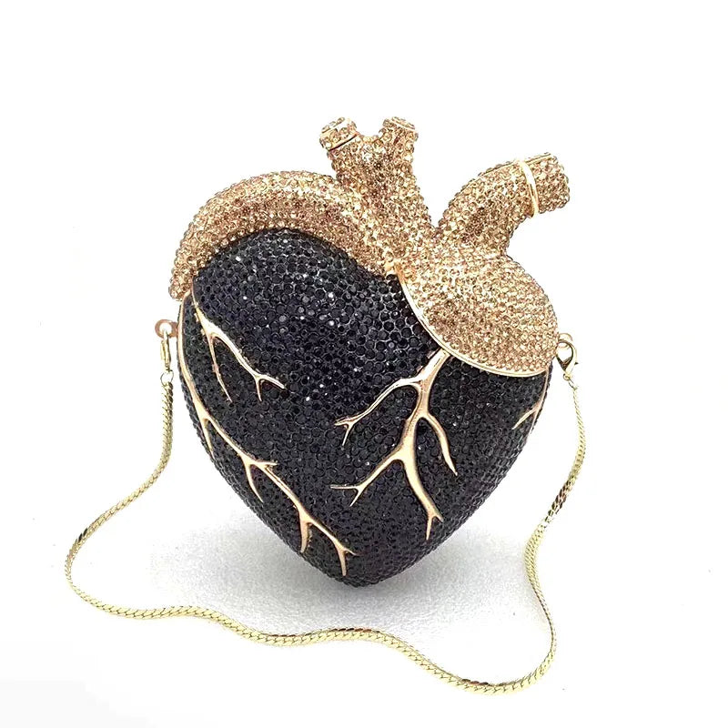 Chic clutches women evening party bag diamonds crystal clutch heart beat purses bag crystal purses