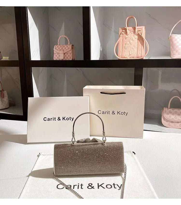 Luxury Designer Glitter Diamond Floral Women's Handbag Crystal Rhinestones Evening Bag Wedding Party Clutch Purse Crossbody Bag