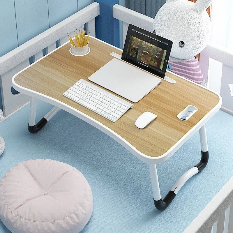 Folding Mini Table, Bed Tray Cup Holder Type Laptop Desk, Sitting Table, Cup Holder Drawer Tablet Stand, Folding Small Table