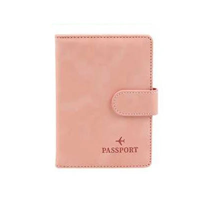 RFID Blocking Waterproof Leather Passport Holder Travel Credit Card Wallet Passport Book for Women Men Buckle Passport Cover