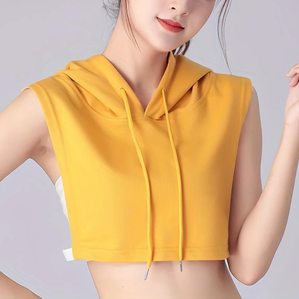 Sleeveless hooded short multi-color optional autumn shirt fake collar sweatshirt hooded stylish multi-function hooded collar