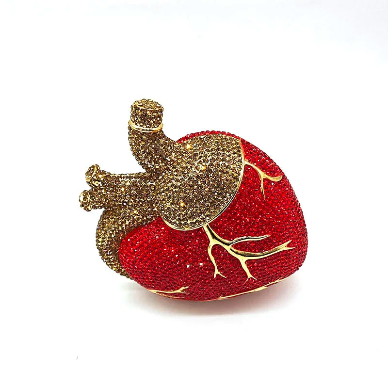 Chic clutches women evening party bag diamonds crystal clutch heart beat purses bag crystal purses