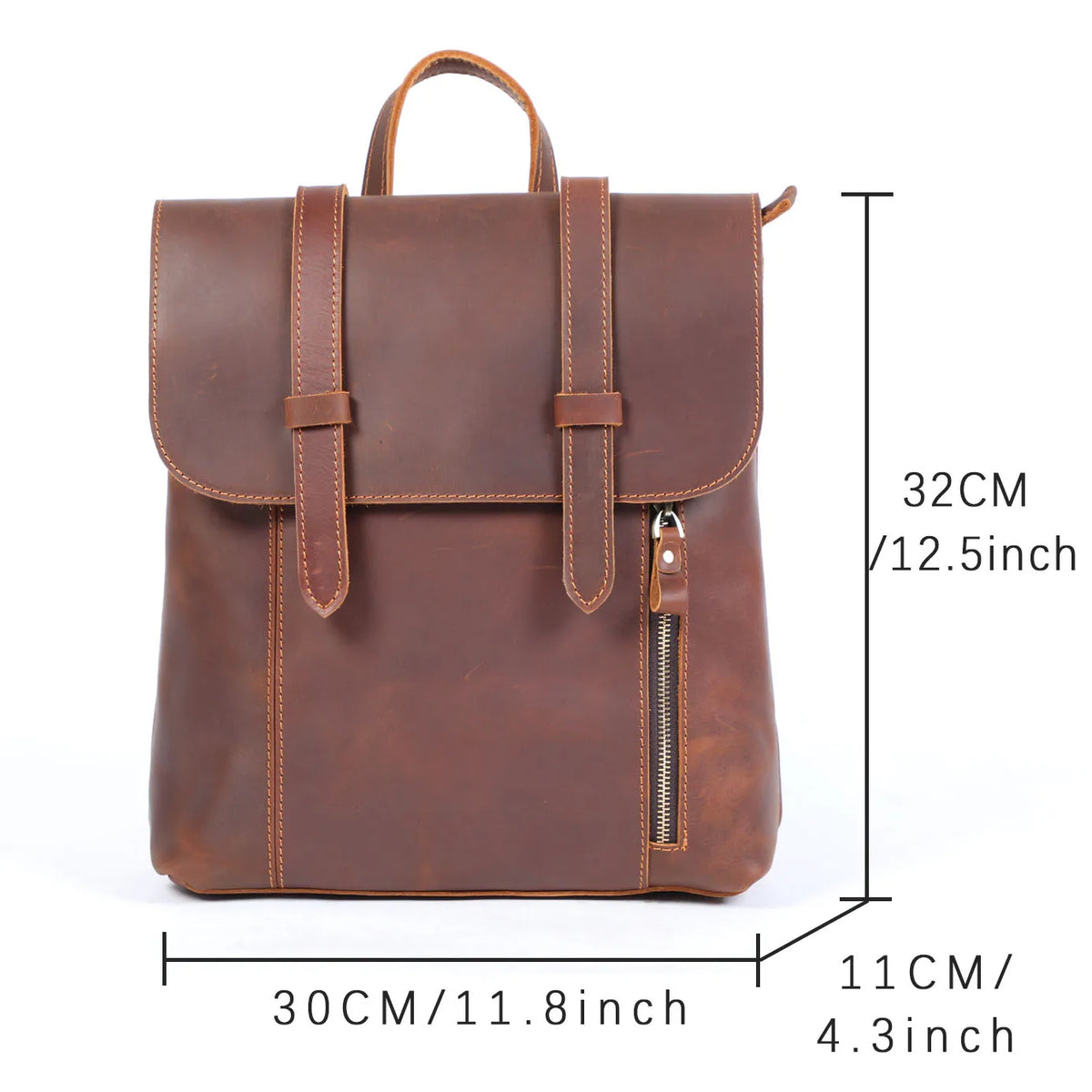 S.WORKER Vintage Genuine Leather Backpack Unisex Casual Preppy SchoolBag Crazy Horse Cowhide Leather Bag Shoulder Bag