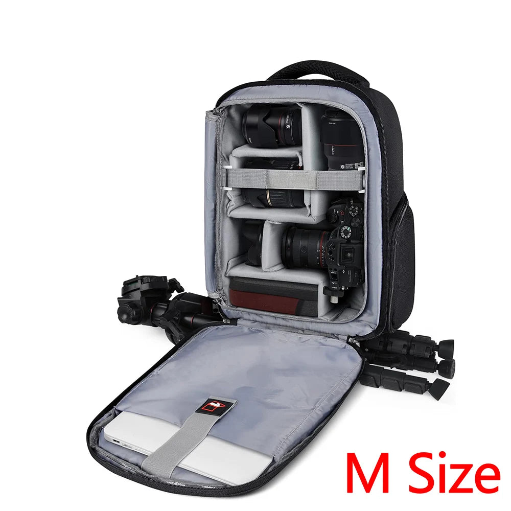 2pcs Lubardy Dedicated Camera Bag Travel Backpack Laptop Bag Large Capacity Men Women Photography Backpack and Rain Cover
