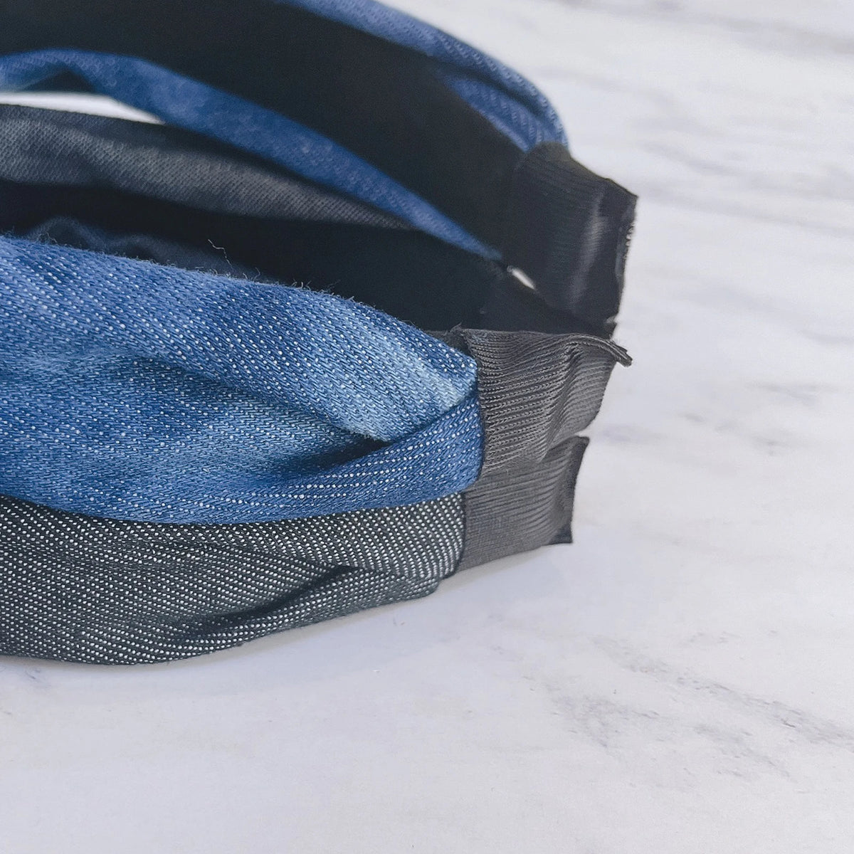 PROLY New Fashion Women Headband Wide Side Blue Denim Hairband Center Knot Turban Headwear Adult Classic Hair Accessories