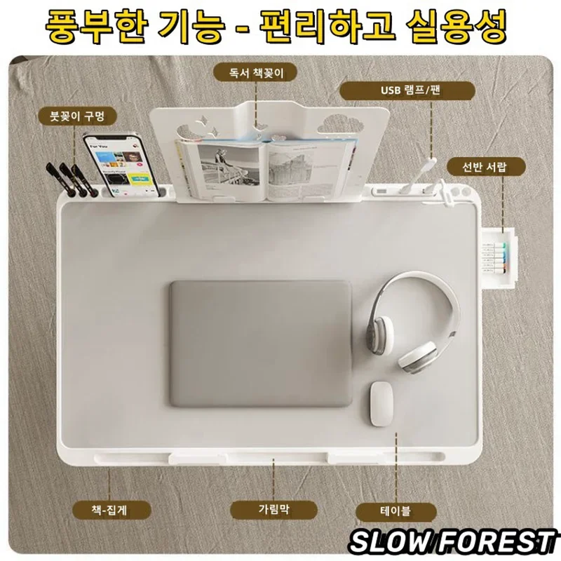 Adjustable Laptop Bed Tray - Foldable Standing Desk with Storage Drawer, Portable Lap Desk for Sofa & Bed Use, foldable table