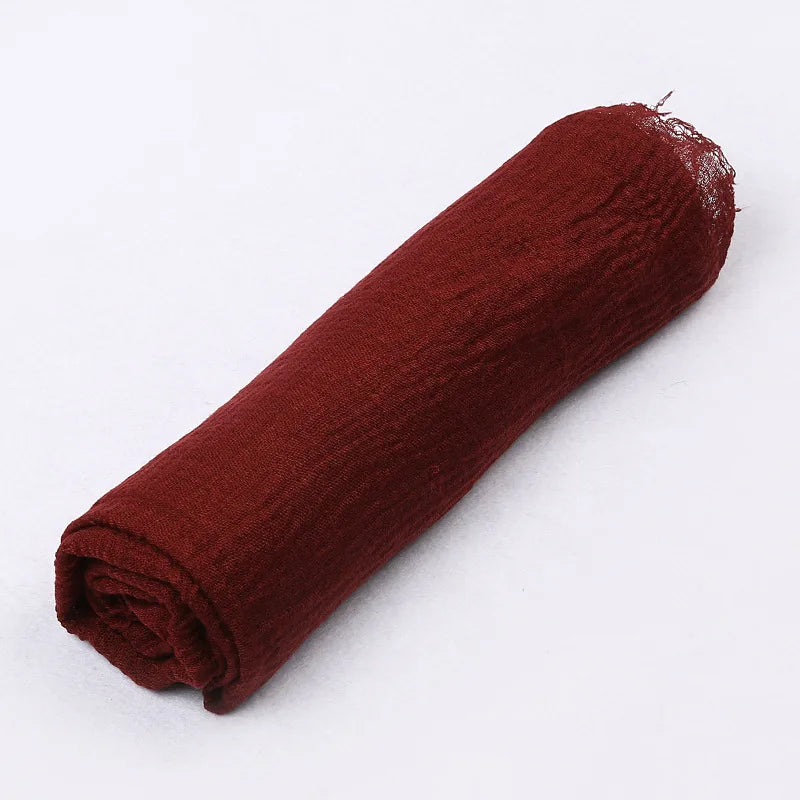 180*90cm Women Muslim Crinkle Hijab Scarf Femme Musulman Cotton Linen Solid Headscarf Islamic Hijab Shawls and Wraps Wholesale