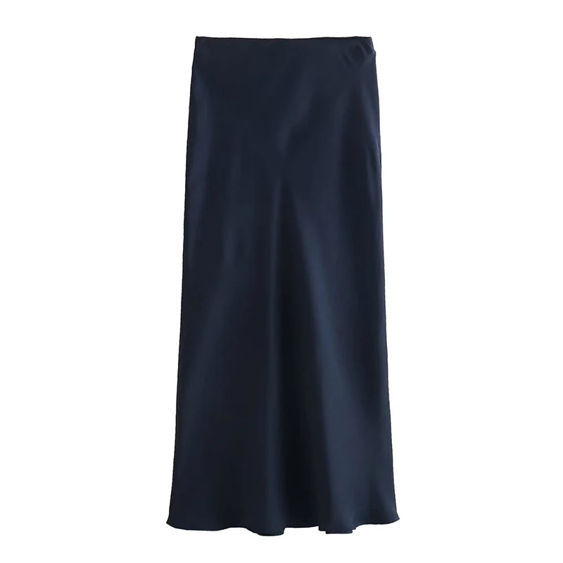 Koekop Woman 2024 Satin Skirt  For Women Summer Black Midi Skirt Office Elegant Women's Skirts Women High Waist Long Skirts