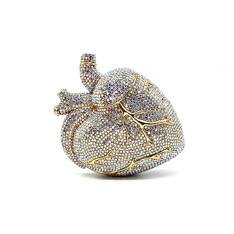 Chic clutches women evening party bag diamonds crystal clutch heart beat purses bag crystal purses