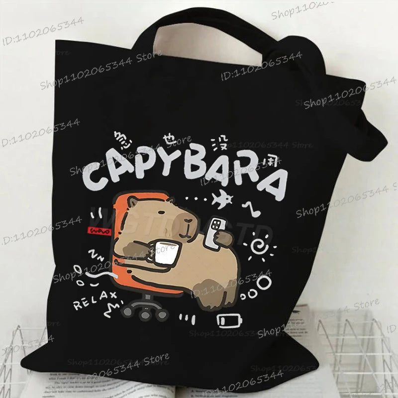 Capybara Funny Anime Women Men Handbag Cartoon Style Animal Capybara Shoulder Bag Fashion Teenage Gifts Casual Commuter Tote Bag