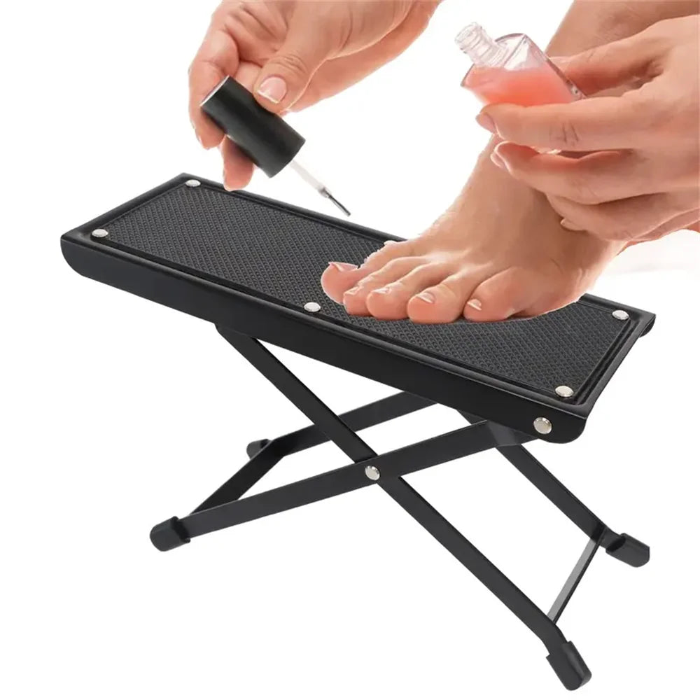 Adjustable Folding Footrest 4-Height Levels Non-Slip Pedicure Platform Stable Pedal Stand for Beauty Salons Toe Nail Care Tool