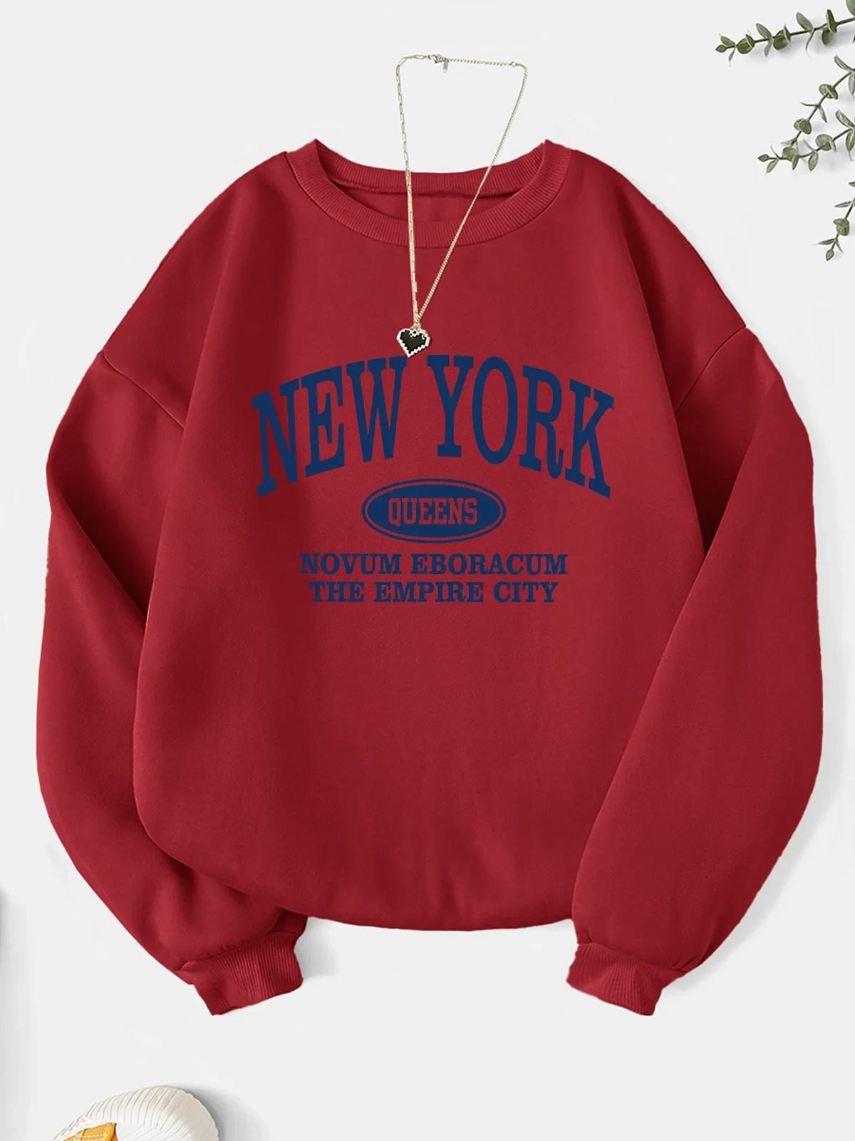 New York Fashion Letter Print Sweatshirt Crew Neck Hooded Casual Sweatshirt for Winter and Fall Women Clothing