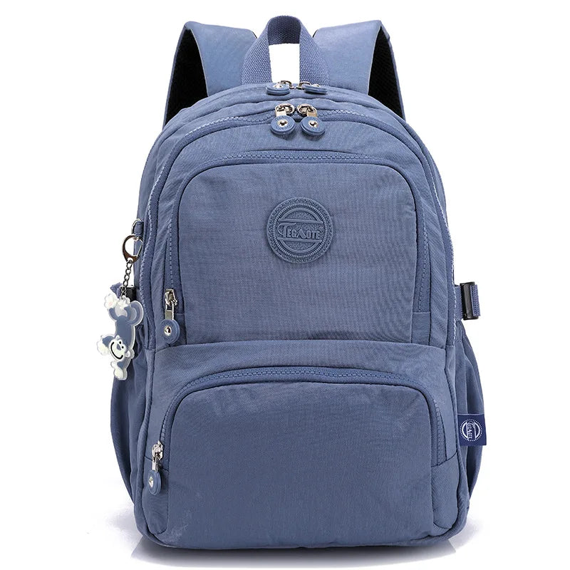 Nylon Waterproof Large Capacity A4 Men Women Backpack School Bag for Boy Girl Travel Bag Green Blue Red Pink Black M2302
