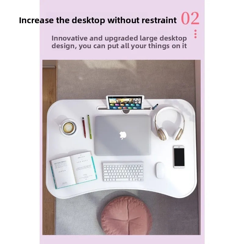 Folding Mini Table, Bed Tray Cup Holder Type Laptop Desk, Sitting Table, Cup Holder Drawer Tablet Stand, Folding Small Table