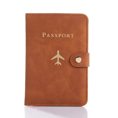 RFID Blocking Waterproof Leather Passport Holder Travel Credit Card Wallet Passport Book for Women Men Buckle Passport Cover