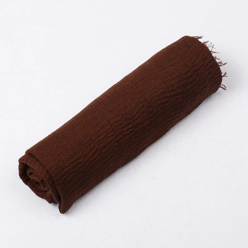 180*90cm Women Muslim Crinkle Hijab Scarf Femme Musulman Cotton Linen Solid Headscarf Islamic Hijab Shawls and Wraps Wholesale